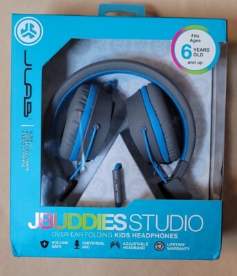 JLab - JBuddies Studio Wired Over-the-Ear Headphones Gray/Blue NEW in sealed pkg-image