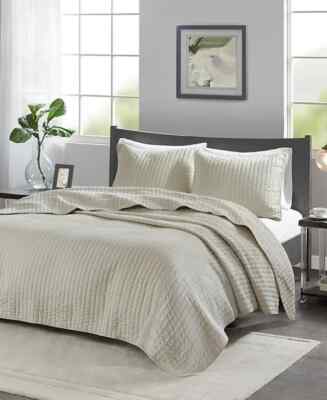 Madison Park Keaton Quilted 3-Pc. Quilt Set, Full/Queen- Khaki-image
