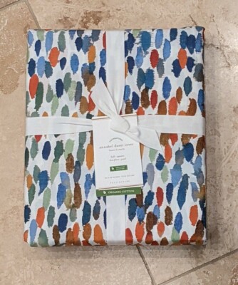 POTTERY BARN ~ ANNABEL WATERCOLOR DOT ORGANIC PERCALE ~ FULL/QUEEN ~ DUVET COVER-image