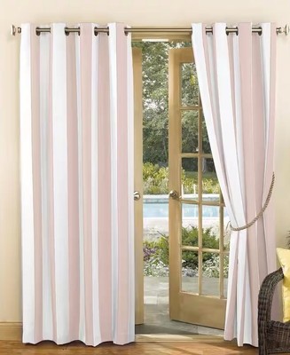 Pink And White Striped Curtains - 54