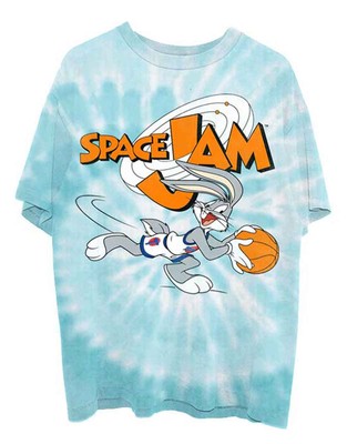 Space Jam T Shirt Retro Bugs new Official Unisex Turquoise Blue Dip Dye-image