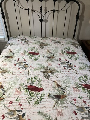Pottery Barn Foundations “WINTER BIRD” Full/Queen Duvet Rare-image
