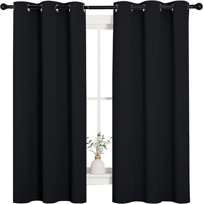 4 PANELS Nicetown Pitch Black Thermal Insulated Blackout Curtain, 42 x 63 in-image
