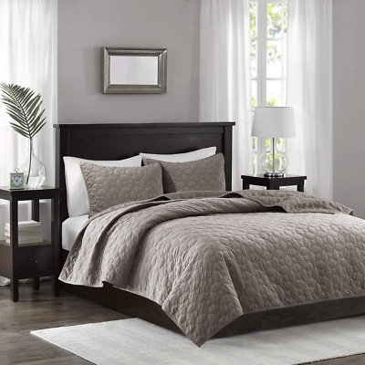 Harper Velvet 3 Piece Coverlet Set Taupe 104X94 Inches King/Cal King-image