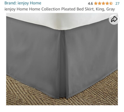 iEnjoy Luxury Inn Easy Fit Premium Pleated Dust Ruffle Bed Skirt - KING - Grey-image