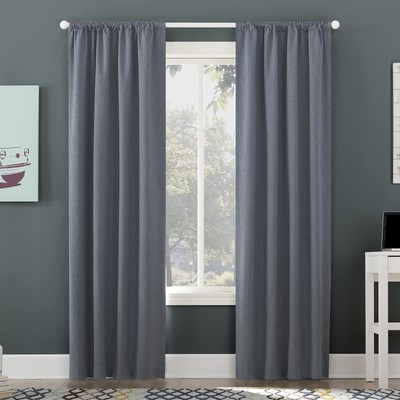 Jules Brushed Tonal Textured Total Blackout Rod Pocket Curtain Panel, 40