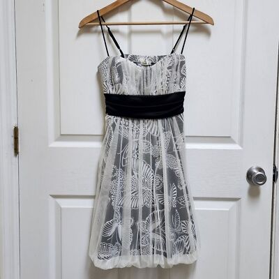 Studio Y Dress M Black White Butterfly Knit Tulle Bubble Sweetheart Y2K Party-image