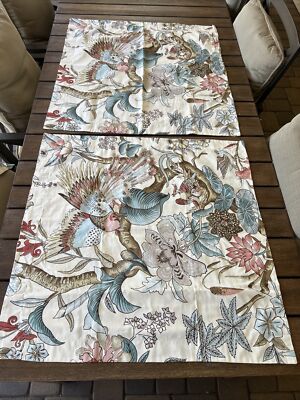 2 Pottery Barn 100% Organic Cotton EURO SHAMS Palamplore Floral w Gorgeous Birds-image