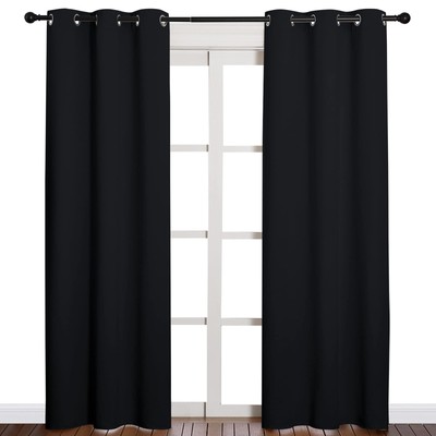 Halloween Thermal Insulated Black Blackout Curtains/Drapes 84 inches Length 2...-image
