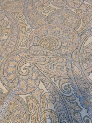 Pottery Barn Paisley Duvet Cover Blue Green Gold Queen 100% cotton Made In Italy-image