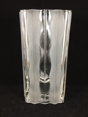Studio Nova Square Vase Clear & Frosted Panel Stripe Signed-image