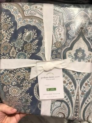 Pottery Barn Jordana Paisley Duvet Cover Blue Queen 2 Standard Shams Floral 3p🦩-image