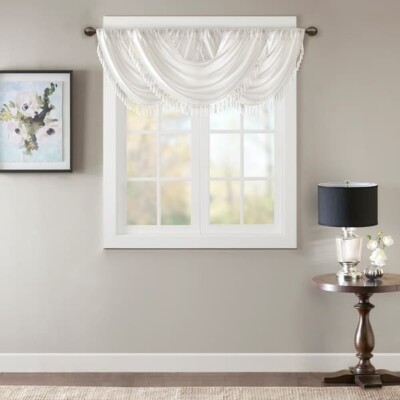 Madison Park Juline Faux Silk Waterfall Embellished Valance-image