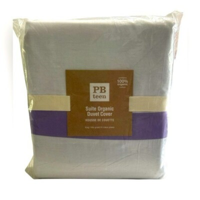 Pottery Barn Teen Suite Organic Cotton Duvet Cover in Purple and White - King-image