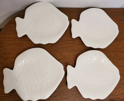 Coastal Collection -Home Studio Fish Style Plates White 10