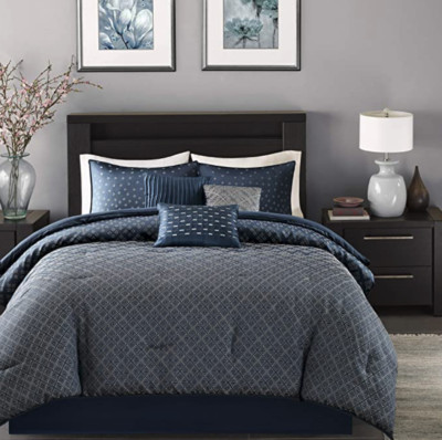 Madison Park Biloxi Jacquard Comforter Set-Modern Geometric Design All Season Do-image