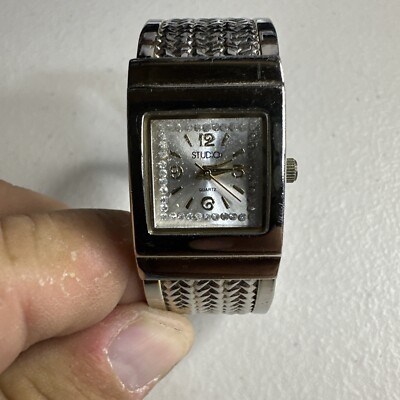 STUDIO TIME Ladies Watch New Battery Gold 6” Hinged Cuff Wheat Design-image