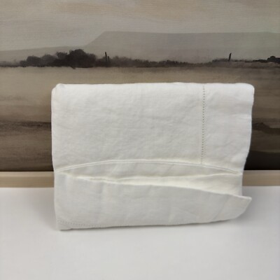 Pottery Barn Belgian Flax Linen Standard Pillow Sham White OB NWOT-image