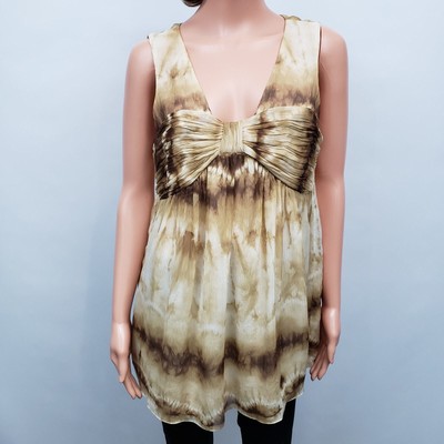 ANNE KLEIN  Top Blouse Ombre Dip Dye Silk Sleeveless Baby Doll Women M/L -image