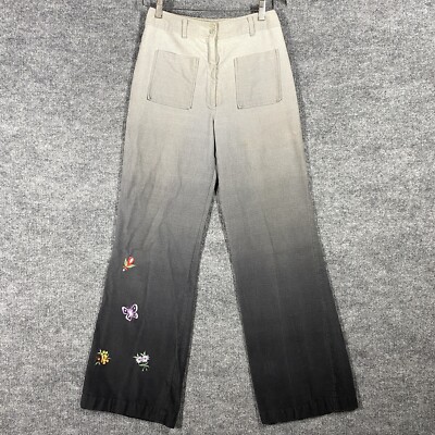 VINTAGE 70s Womens Jeans Pants 10 Dip Dye Gradient Hippie Flare Brushed Cotton-image
