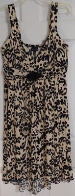 Enfocus Studio Beige Black Empire Waist Stretch Dress Size 14-image