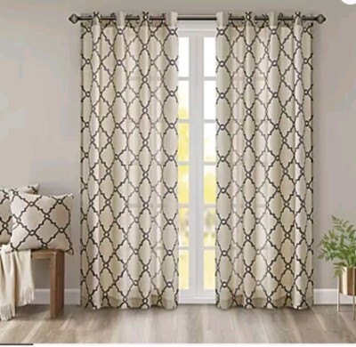 Madison Park Window Panel Curtain 50in x 95in Khaki/Black -image