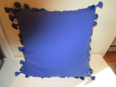 2 Pottery Barn Outdoor tassel trim 18 pillows photo shoot issue SKU seams blue -image