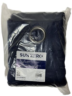Sun Zero Curtain Lichtenberg Blackout Thermal Grommet1 Panel 104 x 63” Navy Blue-image