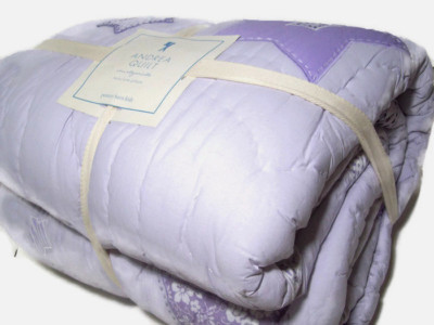 Pottery Barn Kids Multi Color Lavender Purple Andrea Star Flowers Twin Quilt New-image
