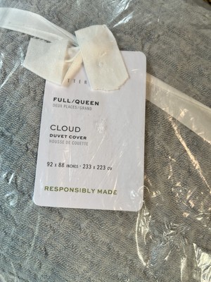 1 Pottery Barn Cloud Duvet Bed Cover Full / Queen Size Chambray Blue So Soft NEW-image