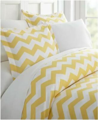 Ienjoy Home Lucid Dreams Chevron Patterned King Duvet Cover Set Yellow / White-image