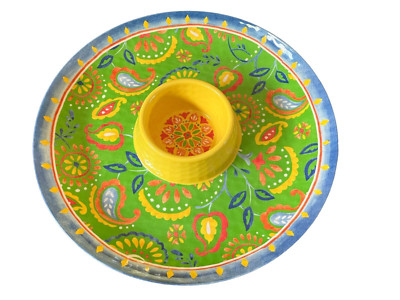 Pier 1 Mexicali Chip & Dip Bowl One Piece Large Server Mexican Fiesta Party Dish-image