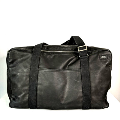 Jack Spade Black Dipped Coated Waxed Canvas Duffle Weekend Bag Travel Luggage-image