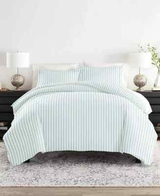 ienjoy Tranquil Sleep Patterned Duvet Set  King/Cal King Blue Stripe Incl Shams-image