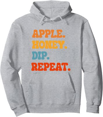 Rosh Hashanah Apple Honey Dip Repeat Jewish New Unisex Hooded Sweatshirt-image