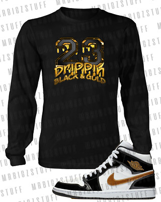 Mens Tee Shirt 23 Graphic Dipping Gold Tee Shirt To Match J1 Mid SE Sneaker T-image