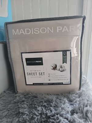 Madison park KING Sheet Set 4 piece  525 Thread  Snug Grip-image
