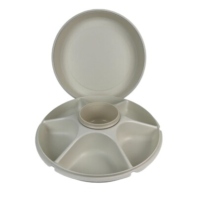 Tupperware Divided Vegetable Fruit Dip Serving Tray, Lid 1666-1, 1665-1, 1667-4-image