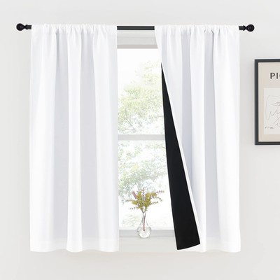 100% Blackout Kitchen Curtains 54 inches Long, Completely Blackout Window Tre...-image