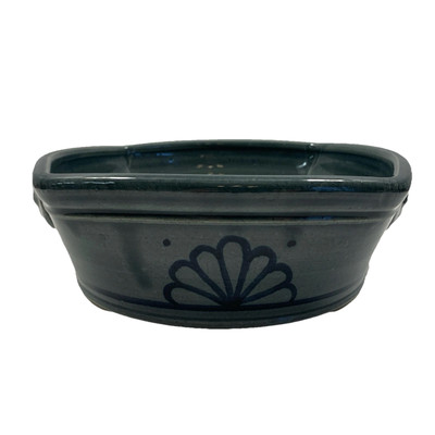 Jonathan Kesler Signed Earthly Arts Studio Pottery Blue Square Bowl Dish 8” X8”-image