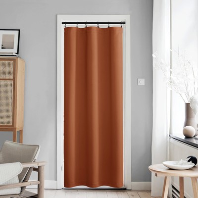 Burnt Orange Door Curtain for French Door - Thermal Insulated Room Darkening ...-image