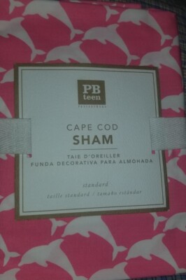 New Pottery Barn Teen DOLPHIN Cape Cod PINK Standard SHAM Reversible pbteen-image
