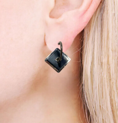 ACME Studio “Black & White Square” Enamel Earrings By ADRIAN OLABUENAGA NEW-image
