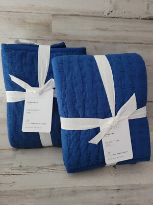Pottery Barn Pick-Stitch Handcrafted Quilted Shams Capri Blue Standard -image