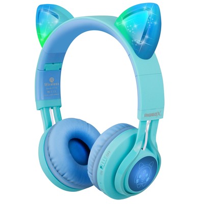 Riwbox Kids Headphones CT-7S Cat Ear Bluetooth Headphones with LED Light 85dB...-image