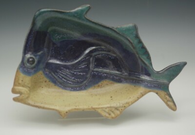 ART STUDIO POTTERY TOM CHAMBERLAIN  FISH SHAPED BOWL MARKED -image