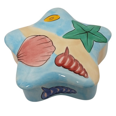 Studio Nova Sunbar Porcelain Starfish Shaped Trinket Box From the Philippines-image