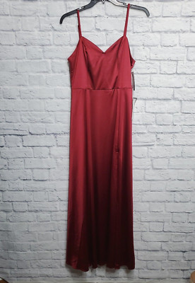 City Studio Dress Gown Womens 14w Red Full Length Satin Pockets Plus Size New-image
