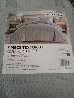 IENJOY HOME WAFFLE TEXTURED KING/ CALI COMFORTER  3 PIECE SET GREEN MIST-image