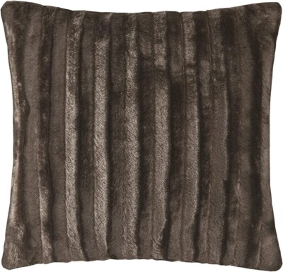 Madison Park Duke Ribbed Faux- Brown 20 in x 20 in, Chocolate Decorative Pillow-image
